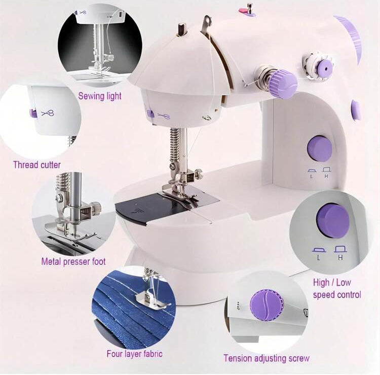 Household 202Mini Sewing Machines Handheld Sewing Machine with Foot Pedal Portable Night Light