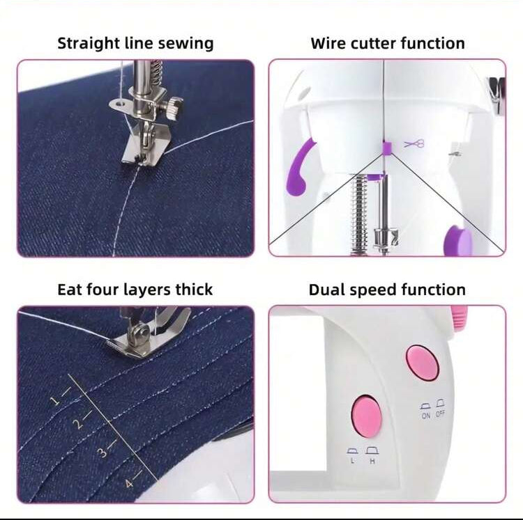 Household 202Mini Sewing Machines Handheld Sewing Machine with Foot Pedal Portable Night Light