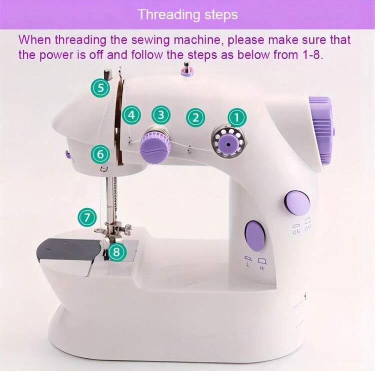 Household 202Mini Sewing Machines Handheld Sewing Machine with Foot Pedal Portable Night Light