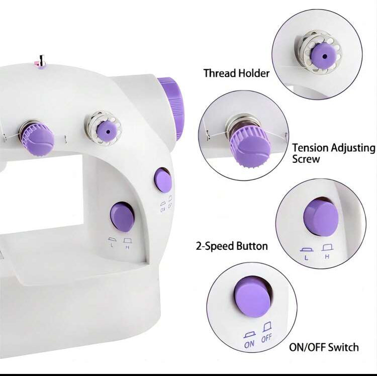Household 202Mini Sewing Machines Handheld Sewing Machine with Foot Pedal Portable Night Light