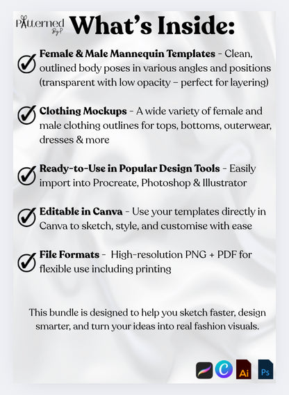 Fashion Design Figure & Clothing Outlines/Templates Male And Female Croquis