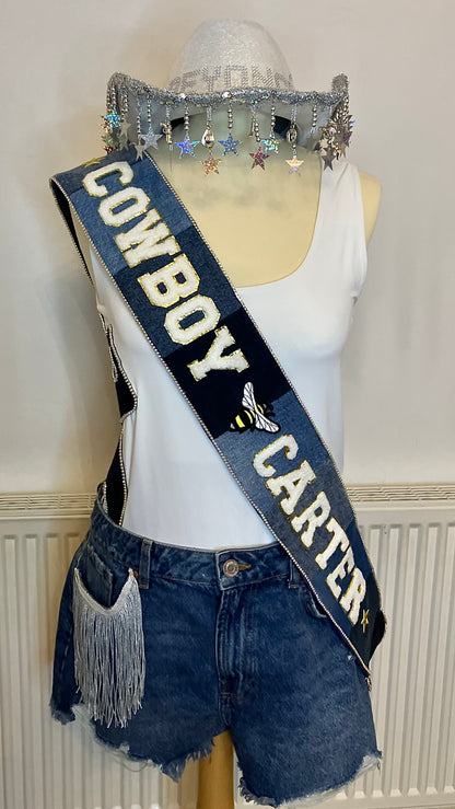 Custom Beyoncé Cowboy Carter Denim Sash