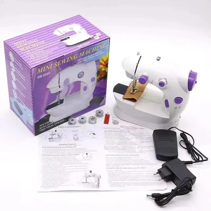 Household 202Mini Sewing Machines Handheld Sewing Machine with Foot Pedal Portable Night Light