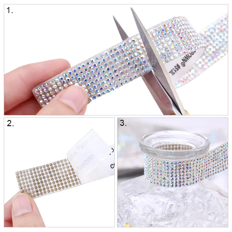 Self Adhesive Crystal Rhinestone Sticker Diamond Ribbon