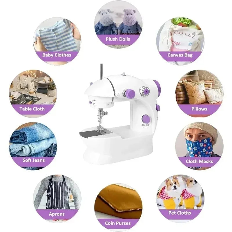 Household 202Mini Sewing Machines Handheld Sewing Machine with Foot Pedal Portable Night Light